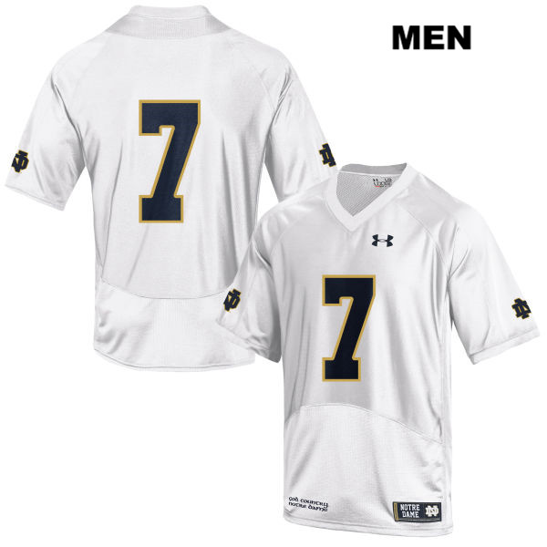 Men's NCAA Notre Dame Fighting Irish #7 Derrik Allen Stitched College Under Armour Authentic White No Name Football Jersey ND10B21RR